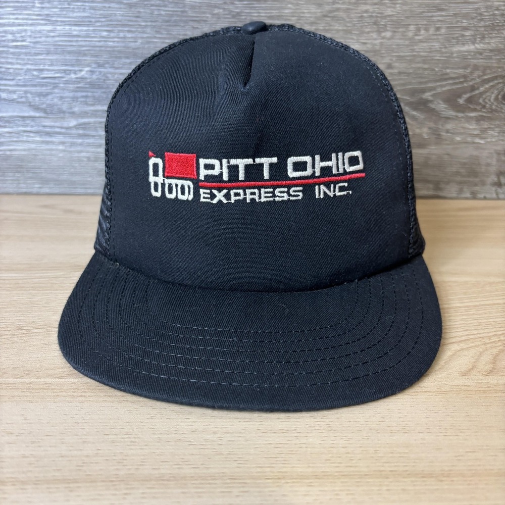 Vintage Pitt Ohio Express Inc Hat Cap SnapBack Mesh Trucker Embroidered Made USA